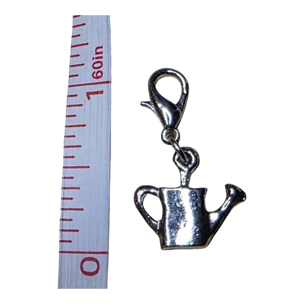 Watering Can Charm Silver Tone Pendant Lobster Clasp Garden Jewelry
